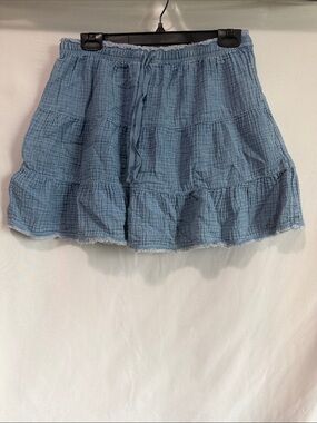 aerie Dusty Blue Tiered Gauze Mini Skirt